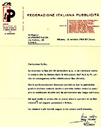 lettera della Federazione Italiana Pubblicita' - 12 ottobre 1965
